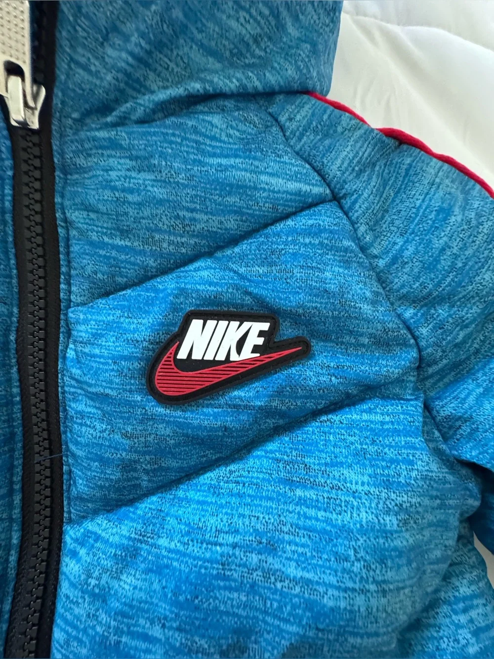 Nike Kids Blue Insulated Puffer Jacket with Stripe Detail